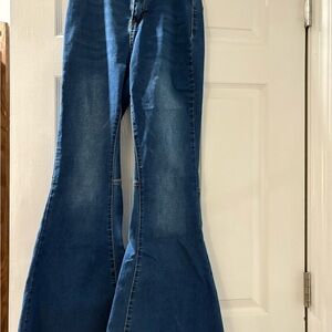 Wax Jean Blue Flare Wide Leg Jeans
